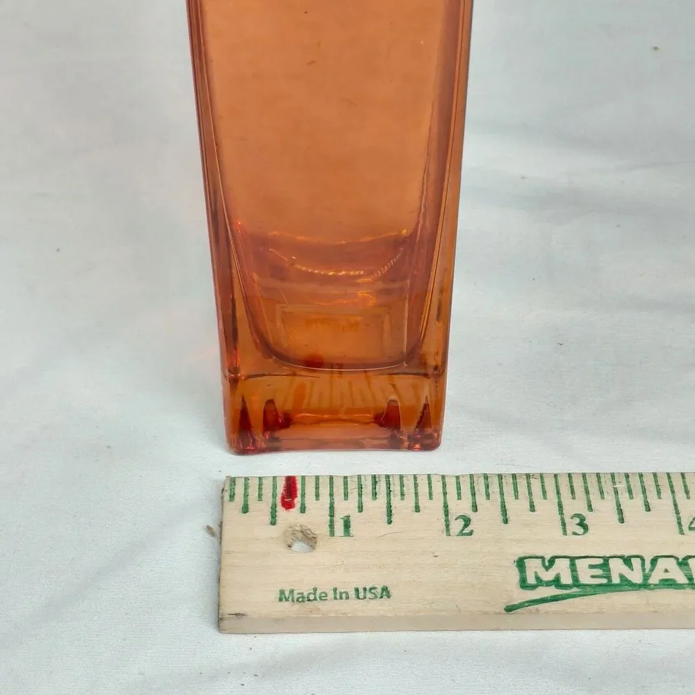 Glossy Amber Glass Rectangular Vase Decorative Solid China